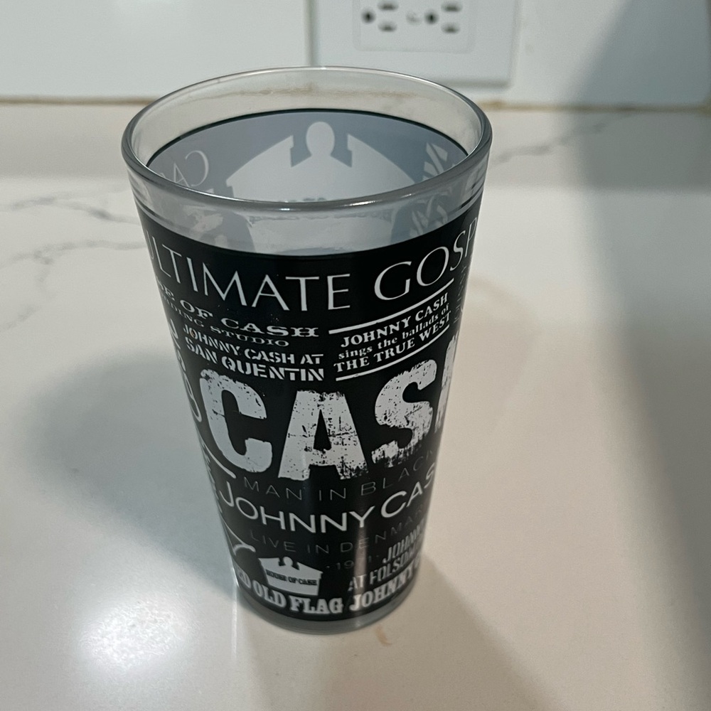 Johnny Cash graphic Black Logo Pint Glass New
